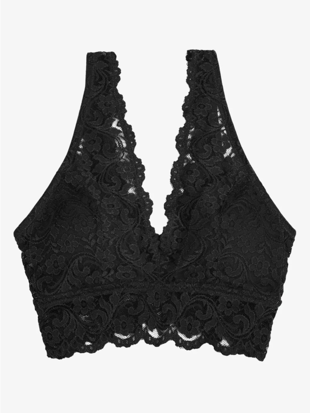 smart & sexy Black Lace Plunge Bralette XL deep v neck removable padded cups